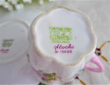 Shelley Tall Dainty Stocks Demi Cup And Saucer 1950s Pink Trim Bone China