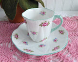 Cup And Saucer Shelley China Tall Dainty Rosebud Demitasse 1950s Coffee