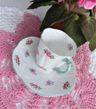 Cup And Saucer Shelley China Tall Dainty Rosebud Demitasse 1950s Coffee