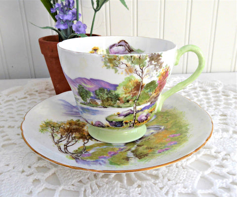 Shelley English Lakes Cup and Saucer England Landscape Richmond 1950s