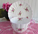 Shelley Cup And Saucer Rose Spray Ludlow Shape 1950s Pink Trim