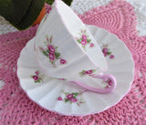 Shelley Cup And Saucer Rose Spray Ludlow Shape 1950s Pink Trim