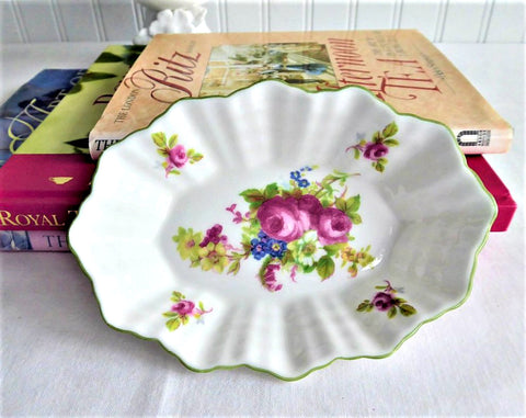 Shelley Hulme's Rose Pin Dish Bon Bon Webbed Oval 1950s Lemon Slices Cream Jam