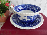 Spode Copeland Spode's Tower Breakfast Size Cup And Saucer 1950s Blue