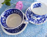 Spode Copeland Spode's Tower Breakfast Size Cup And Saucer 1950s Blue