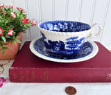 Spode Copeland Spode's Tower Breakfast Size Cup And Saucer 1950s Blue