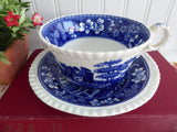 Spode Copeland Spode's Tower Breakfast Size Cup And Saucer 1950s Blue