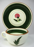 Stangl USA Thistle Cup And Saucer Retro Green And Pink Stylized 1950s
