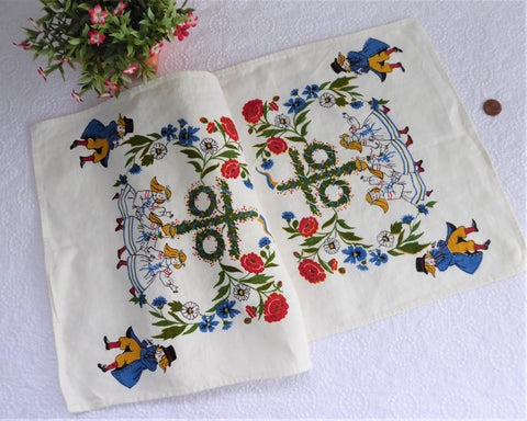 Swedish Folklore Midsummer Runner Dresser Scarf 1950s Linen 28 Inches Antiques And Teacups Swedish Folklore Midsummer Runner Dresser Scarf 1950s Linen 28 Inches Antiques And Teacups