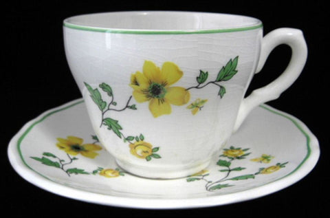 E Wedgwood Cup And Saucer Caroline Yellow Buttercups Ironstone 1950s