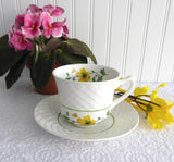 Cup And Saucer Jacqueline Yellow And White Wedgwood 1960s Basket Weave