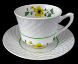 Cup And Saucer Jacqueline Yellow And White Wedgwood 1960s Basket Weave