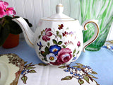 Vintage Ellgreave Floral English Tea Pot Teapot Ironstone 1950s Woods Afternoon Tea