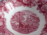 Soup Bowl English Scenery Red Transferware Woods Cereal Bowl 1950s Ironstone