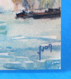 Postcard Signed Artist Yvon Watercolor Notre Dame Seine 1950s