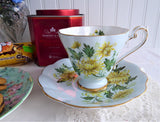 Chrysanthemum Cup And Saucer Romance Pale Blue Royal Standard 1950s Bone China