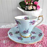 Blue Cup And Saucer Floral Bouquets Royal Standard 1950s Bone China