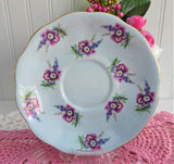Blue Cup And Saucer Floral Bouquets Royal Standard 1950s Bone China