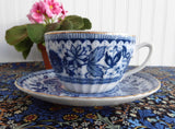 Blue And White Cup And Saucer 1950s Japan Blue Transferware Teacup Porcelain