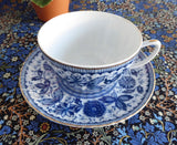 Blue And White Cup And Saucer 1950s Japan Blue Transferware Teacup Porcelain