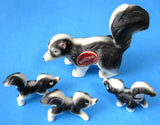 Skunk Family Figurines Bone China Set Of Four Original Box And Sticker MIB Japan