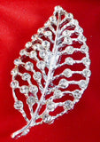 Rhinestone Leaf Pin Brooch Original Box 1950s Figural Rhinestones Elegant Pin