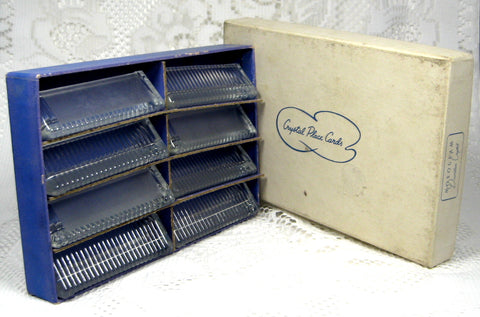 Crystal Place Cards Holders Boxed Set of 8 1950s Seating Card Holders Boxed