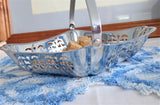 Vintage Candy Bowl Sugar Basket 1950s Chrome Reticulated Tea Party Calling Cards