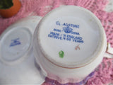Gorgeous Cup And Saucer Cobalt Blue Gold Filigree Pink Rose 1950s English Bone China