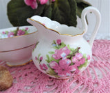 New Chelsea Peach Blossoms Cream And Sugar 1950s English Bone China