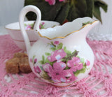 New Chelsea Peach Blossoms Cream And Sugar 1950s English Bone China