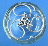 Sterling Silver Crystal Danish Modern Bowl 1950s Signed DGH Dansk Guld Handwerk