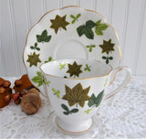 Leaves Cup And Saucer Maples Alder Royal Standard 1950s Bone China