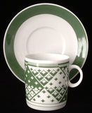 Cup and Saucer Favolina Green Geometric Poland Espresso 1950s Demitasse Teacup