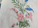 Floral Spray Hand Embroidered Linen Guest Towel Hand Towel 1950s Tea Towel Hand