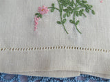 Floral Spray Hand Embroidered Linen Guest Towel Hand Towel 1950s Tea Towel Hand