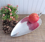 Hammered Aluminum Leaf Shape Large Dish 1950s B W Bluenilium Serving Tea Party