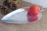 Hammered Aluminum Leaf Shape Large Dish 1950s B W Bluenilium Serving Tea Party