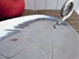 Hammered Aluminum Leaf Shape Large Dish 1950s B W Bluenilium Serving Tea Party