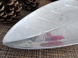 Hammered Aluminum Leaf Shape Large Dish 1950s B W Bluenilium Serving Tea Party