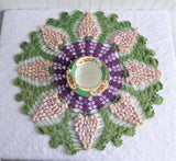 Large Grapes Crocheted Doily Vintage English Thread Crochet 3D Hand Made 1950s