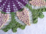 Large Grapes Crocheted Doily Vintage English Thread Crochet 3D Hand Made 1950s