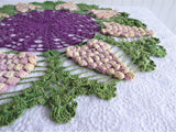 Large Grapes Crocheted Doily Vintage English Thread Crochet 3D Hand Made 1950s