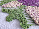 Large Grapes Crocheted Doily Vintage English Thread Crochet 3D Hand Made 1950s