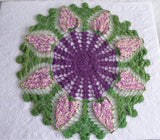 Large Grapes Crocheted Doily Vintage English Thread Crochet 3D Hand Made 1950s