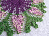 Large Grapes Crocheted Doily Vintage English Thread Crochet 3D Hand Made 1950s