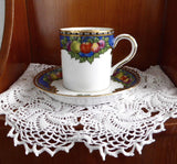 Jewel Color Fruit Demitasse Cup And Saucer 1930s Somerset Hughes Demi Coffee Espresso