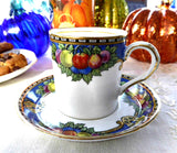 Jewel Color Fruit Demitasse Cup And Saucer 1930s Somerset Hughes Demi Coffee Espresso