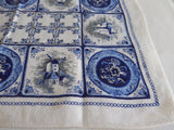 Pair Of Linen Placemats Delft Tile Pattern 1950s Table Mats Delft Blue White Table Linens