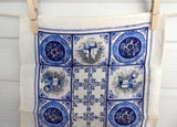 Pair Of Linen Placemats Delft Tile Pattern 1950s Table Mats Delft Blue White Table Linens